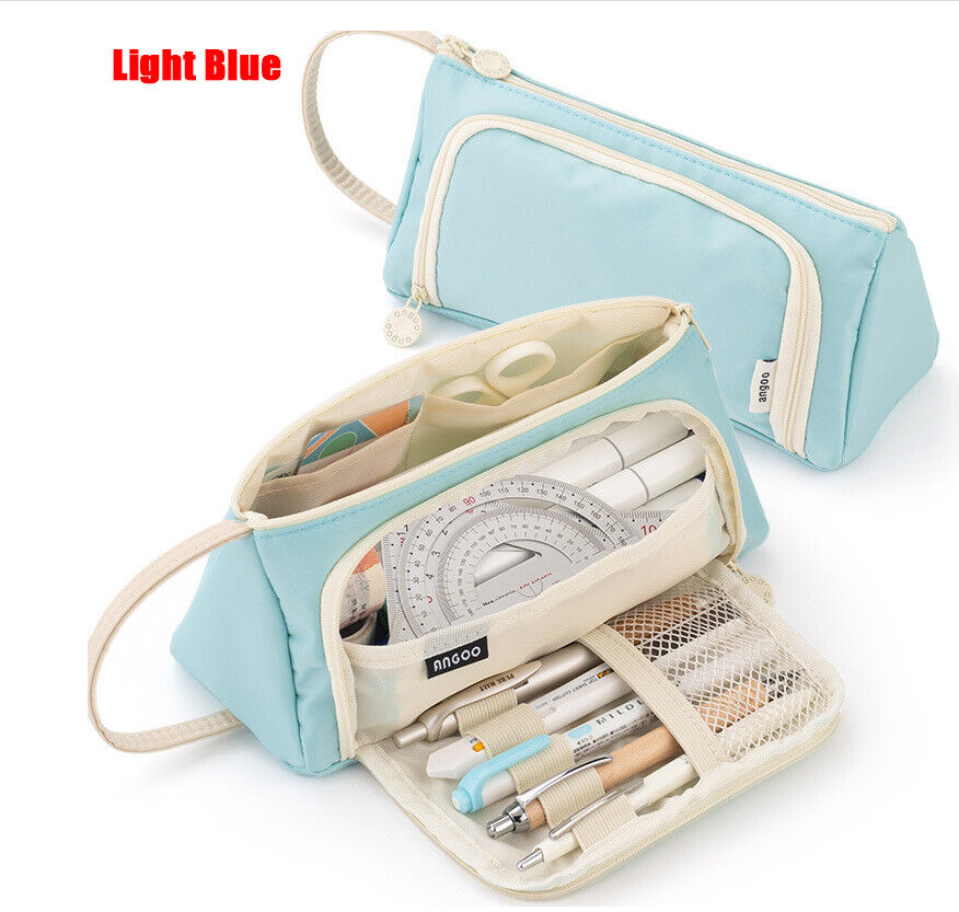 Large Capacity Pencil Case Double Open Pen Pouches Makeup Bag Storage Stationery